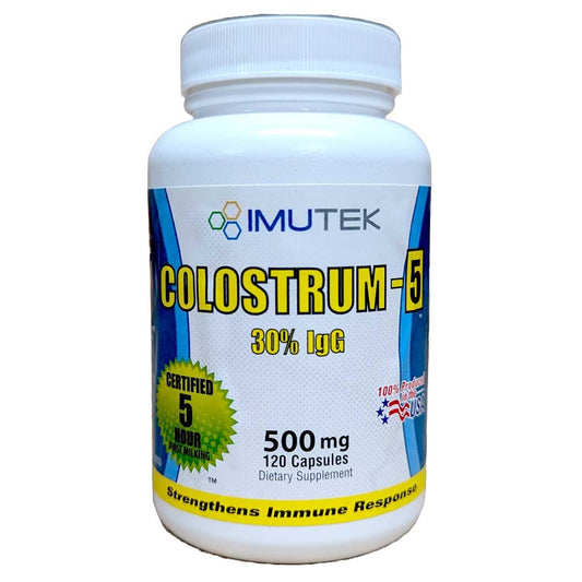 ImuTek Colostrum Powder bottle with 120 capsules