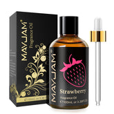 100ml amber glass bottle of MAYJAM Strawberry Fragrance Oil with glass dropper