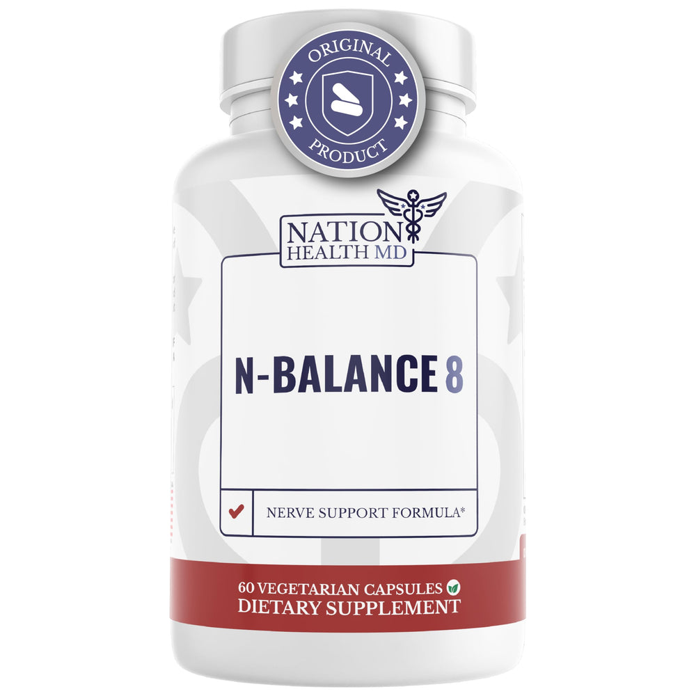 N-Balance8 bottle and label highlighting nerve support ingredients