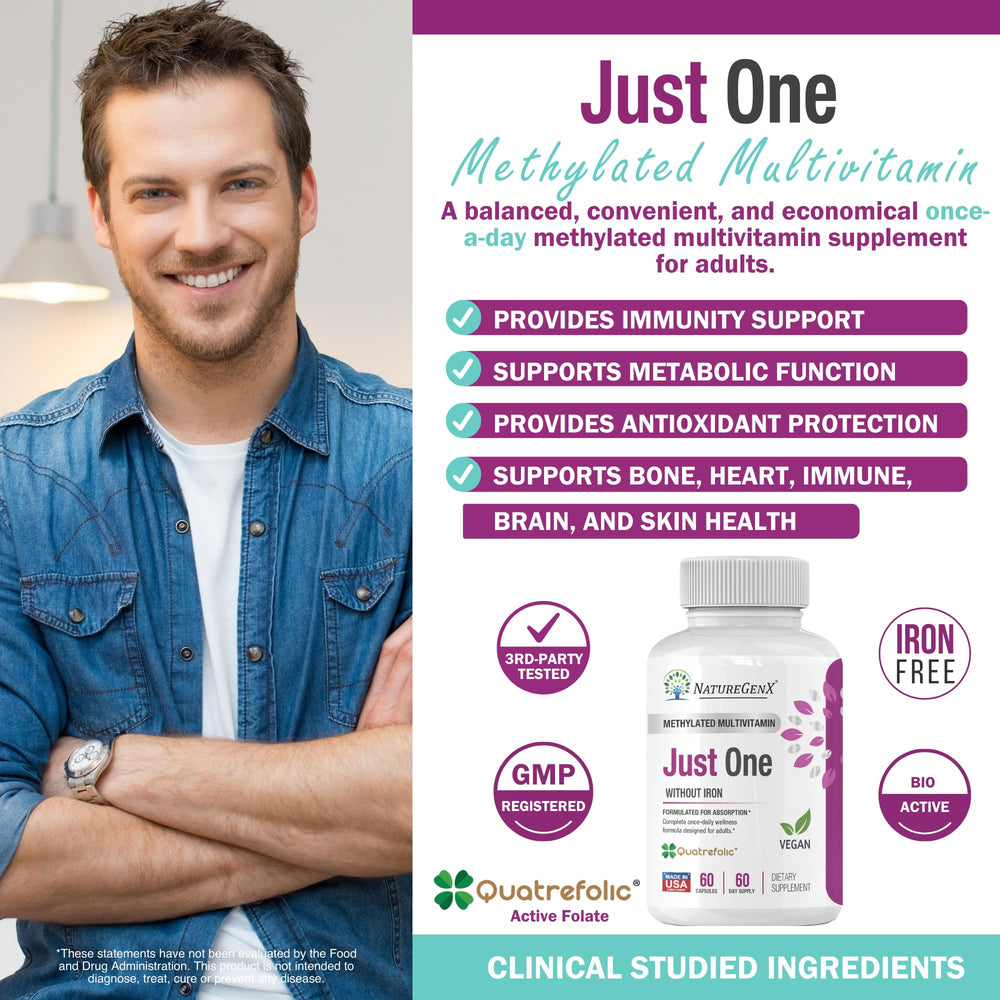 Iron-free NatureGenX methylated multivitamin packaging