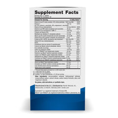 Nutrition facts panel for Nordic Naturals Men’s Multivitamin Extra Strength