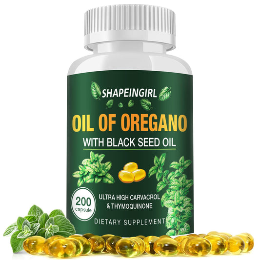 SHAPEINGIRL Organic Oregano Oil Capsules with Black Seed Oil bottle