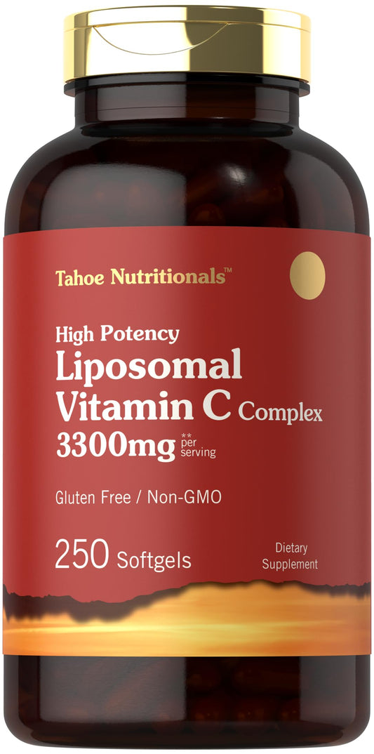 Bottle of Tahoe Nutritionals Liposomal Vitamin C Complex 3300mg 250 softgels