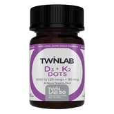 Front view of Twinlab Vitamin D3 1000 + K2 Dots bottle