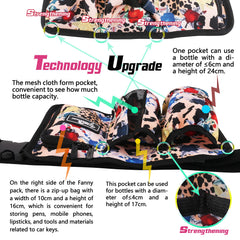 Interior pocket layout with visibility for bottles