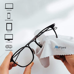 Cloth removing dust and smudges from glasses, lenses, phones, and screens
