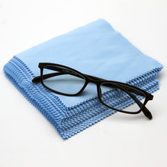 Close-up of blue microfiber texture for eyewear and screens
