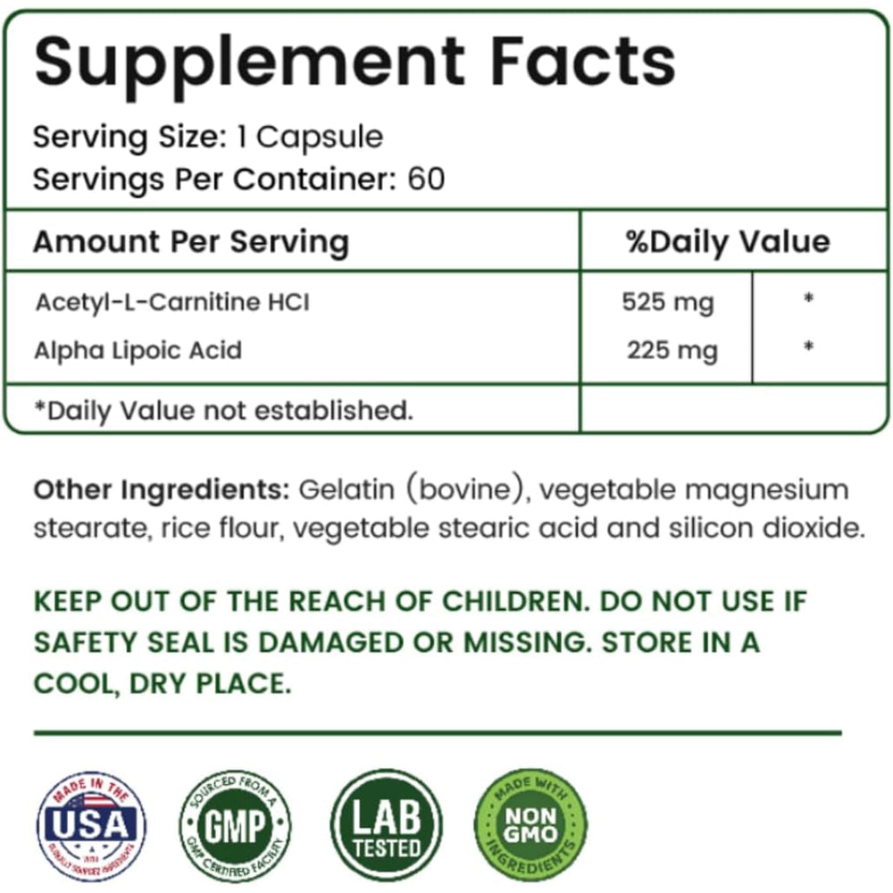 AAMATEC LIFE ALA/ALC ingredients overview