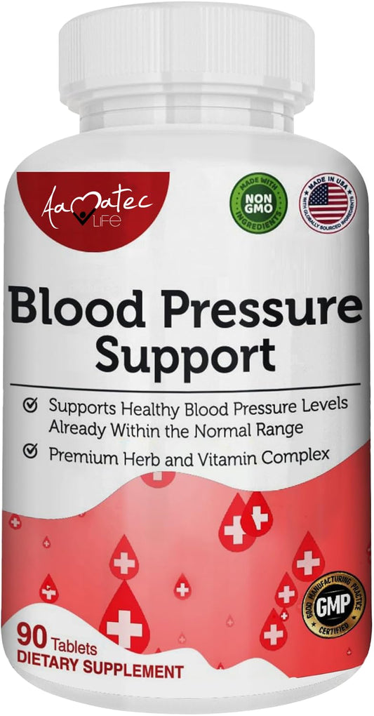 Front view of AAMATEC LIFE Blood Pressure Support Supplement 90 Capsules