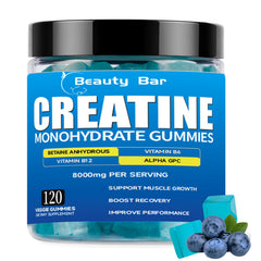 Aavlarla Creatine Monohydrate Gummies blue blueberry flavor bottle, 120 count