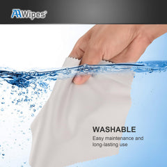 Lifestyle image of glasses and cleaning cloths
