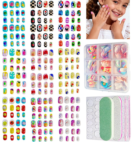 ABOLINE 229pcs press-on nails kit with 216 short tips for quick manicures.