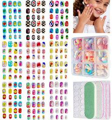 ABOLINE 229pcs press-on nails kit with 216 short tips for quick manicures.
