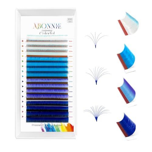 ABONNIE easy fan blue-ombre 12mm enhances color customization for dramatic lashes.