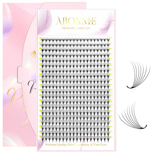 ABONNIE premade lash fans tray pack shown for efficient eyelash applications