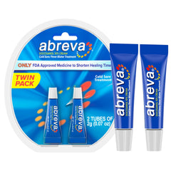 Abreva 10 percent docosanol tube front view for faster cold sore relief.
