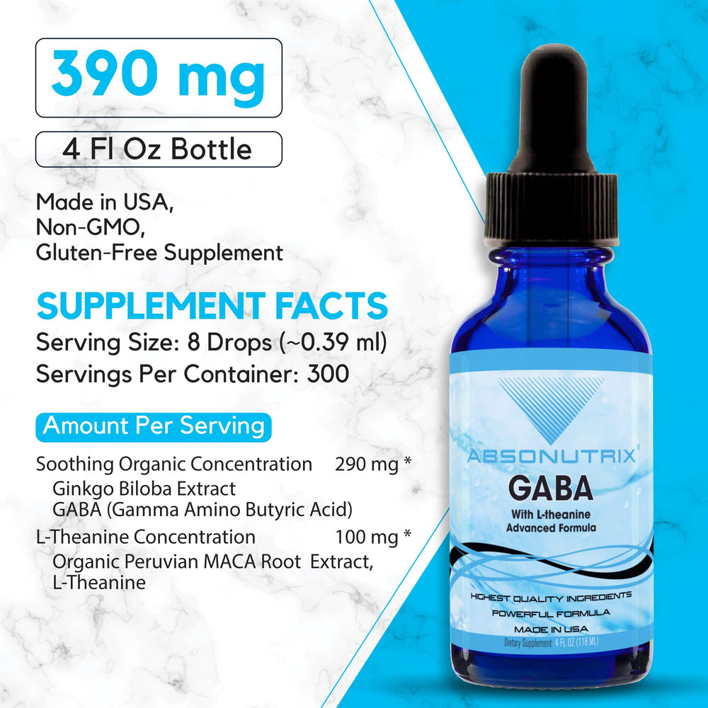 Dropper dispensing the GABA + L-Theanine liquid