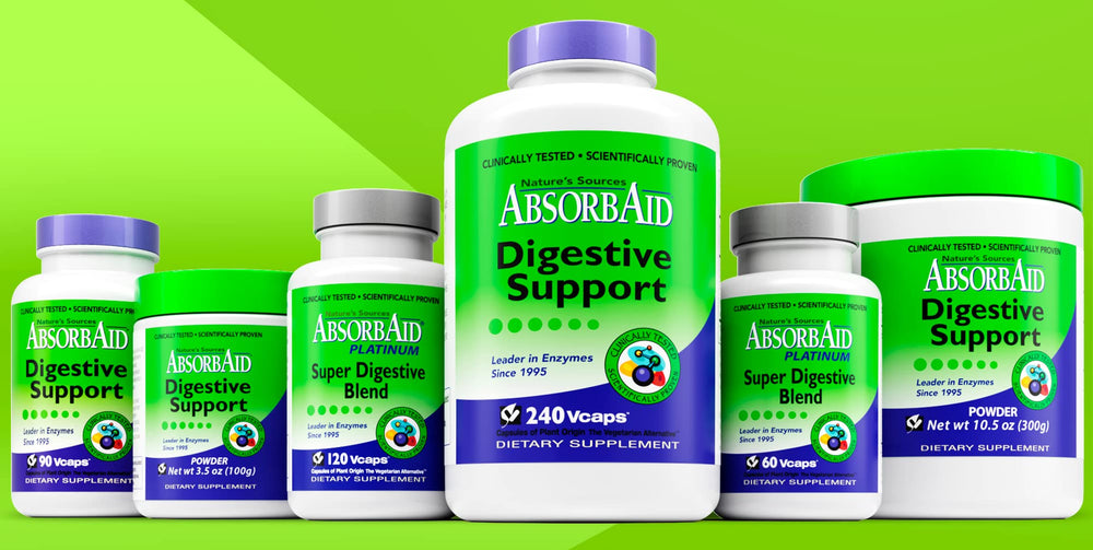 AbsorbAid digestive enzymes product shot on surface