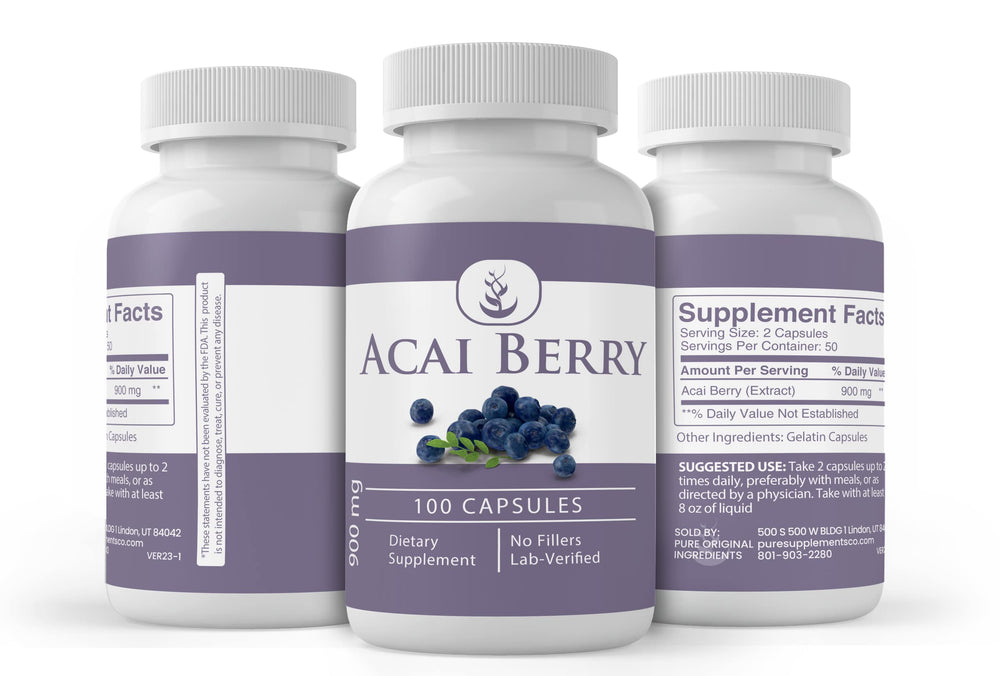 Lab verified badge on Acai Berry capsules packaging