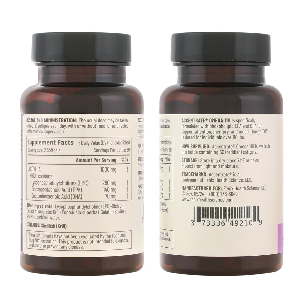 Accentrate Omega-110 on shelf with clean design for brain health