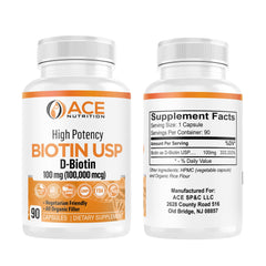 Made in the USA ACE Nutrition Biotin bottle