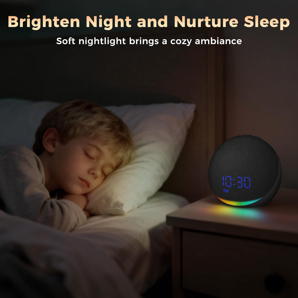 Acedeck sound machine alarm clock bedside setup ready for sleep routine