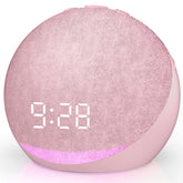 Acedeck pink bedside sound machine alarm clock with soft glow for restful nights.