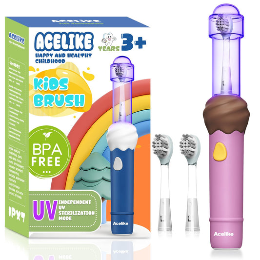 Acelike UV Self-Clean Kids Electric Toothbrush pink angled view