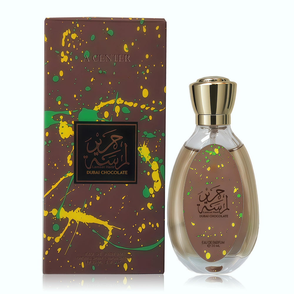 A Center Lamsat Harir chocolate bottle for everyday luxury fragrance