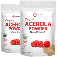 Two-pack organic acerola cherry powder, Brazil origin, 8 oz