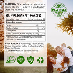 Close-up of Acerola Cherry Vitamin C 1000mg tablet capsule