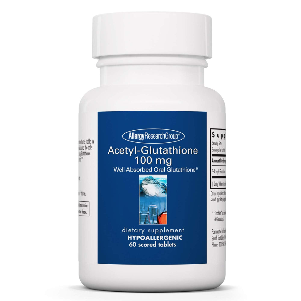 Front view of Allergy Research Group Acetyl-Glutathione 60-count bottle