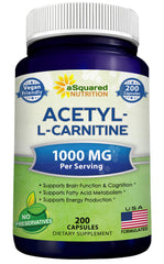 aSquared Nutrition Acetyl L-Carnitine 1000mg bottle with 200 capsules