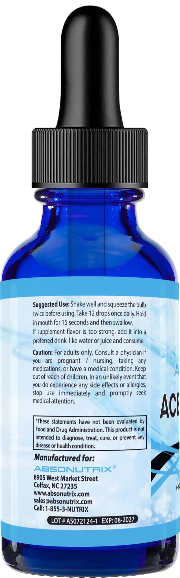 Gluten-free and Made in USA indicators on bottle label