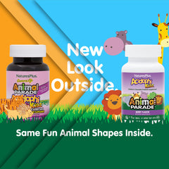 Animal-shaped berry-flavored chewables in a dish