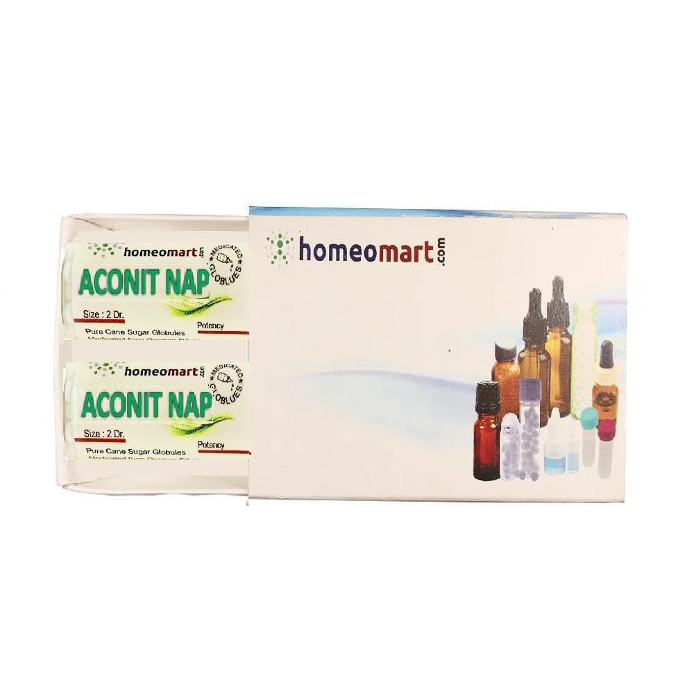 Hero image of Aconite Napellus homeopathy pellets 200C potency in a 2-dram vial