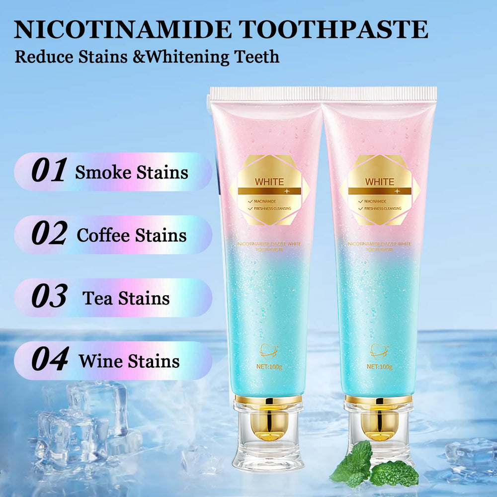 Illustration showing whitening action with Niacinamide toothpaste