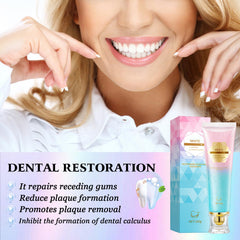 Person brushing teeth with Acssart Niacinamide toothpaste