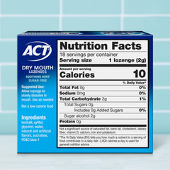 Front and side view of ACT Dry Mouth Lozenges packaging