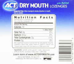 Front view of ACT Dry Mouth Lozenges with Xylitol 18-count pack
