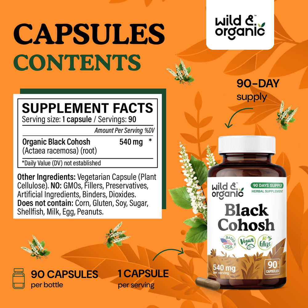 Actaea racemosa black cohosh root capsules illustration
