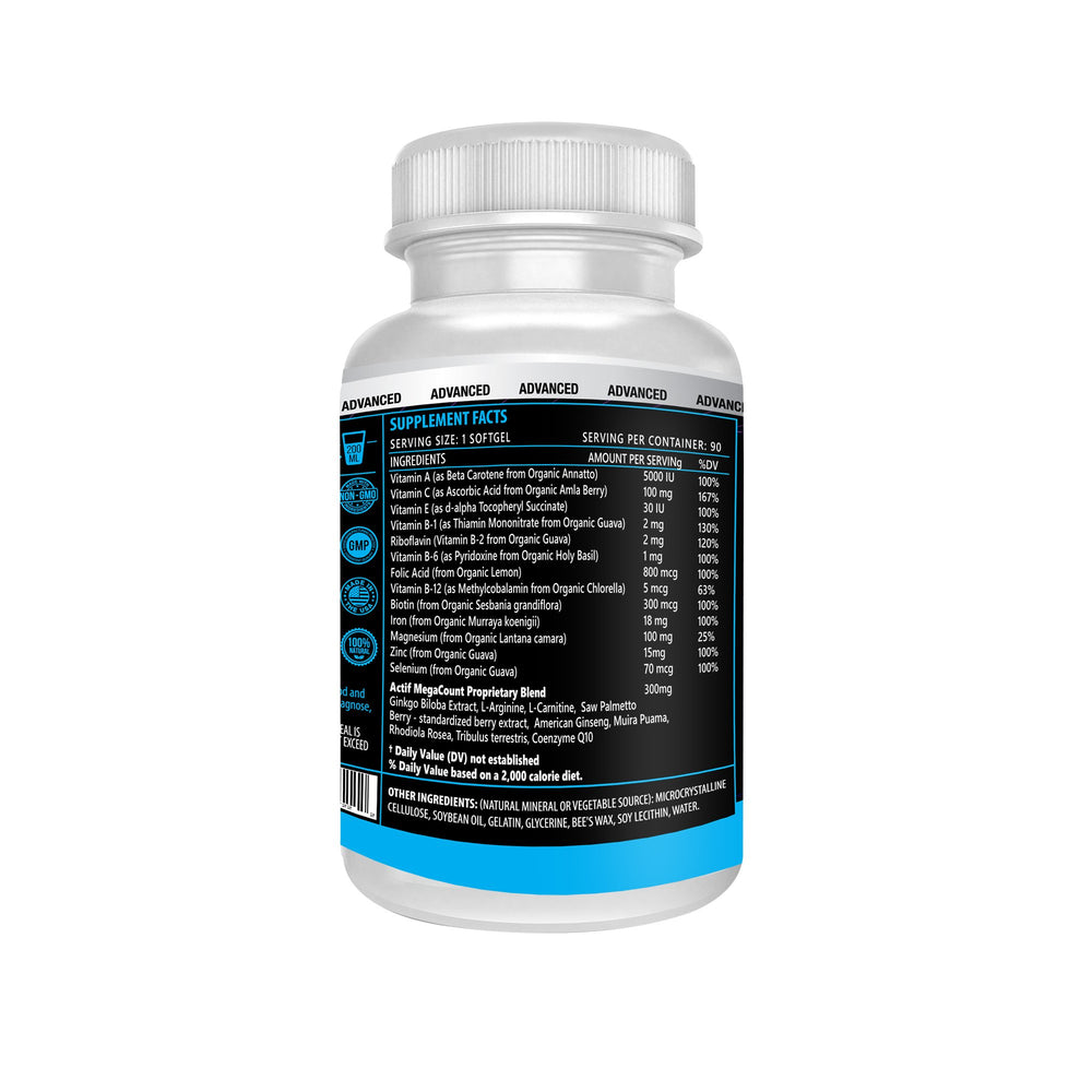 Recommended daily dosing of ACTIF MegaCount for Men softgels