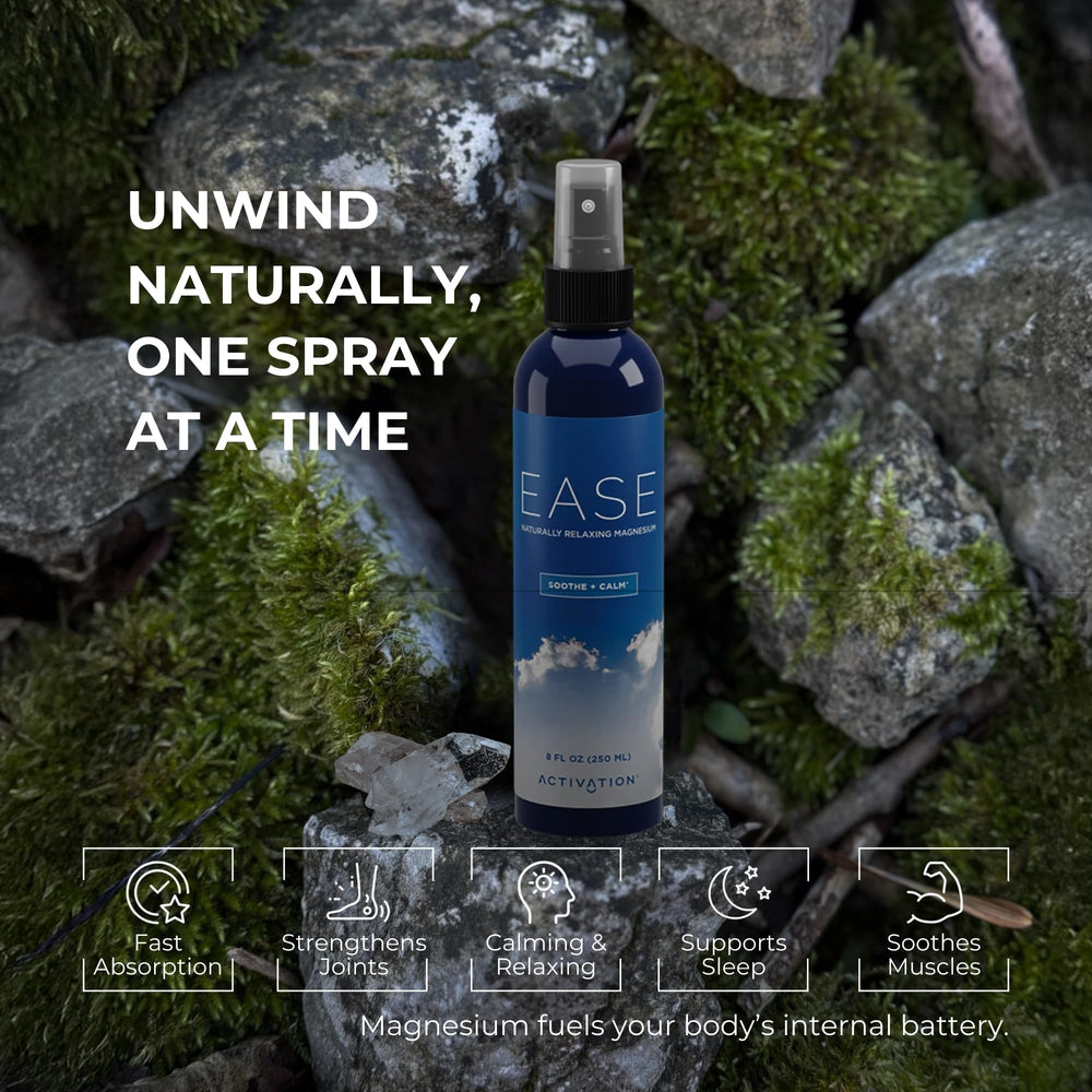 Person using Activation Ease Magnesium Spray in bathroom or home setting