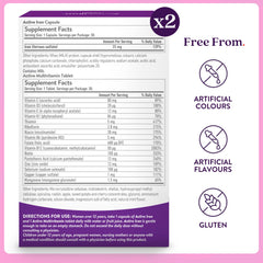 Product packaging with Active Iron and Women's Multivitamin