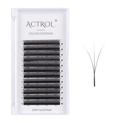 ACTROL 3D W lashes extension bundle in soft matte black fibers for comfortable wear