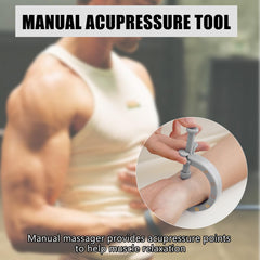 Portable hand massage clip for migraine relief in use