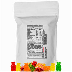 Assorted lemon, strawberry, orange, pineapple, cherry, and apple flavored gummies