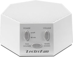 Adaptive Sound Technologies LectroFan Classic front view on a nightstand showing compact design for sleep privacy.