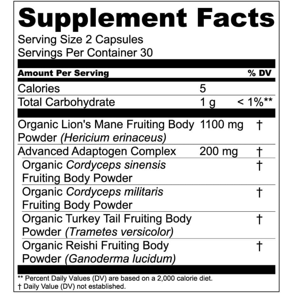 Advanced adaptogen complex with turkey tail, reishi, and cordyceps