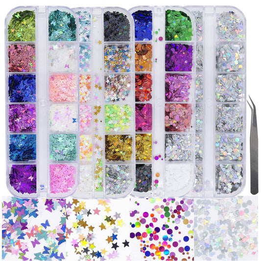 AddFavor butterfly nail sequins close-up for vibrant DIY nail art and eye-catching designs.
